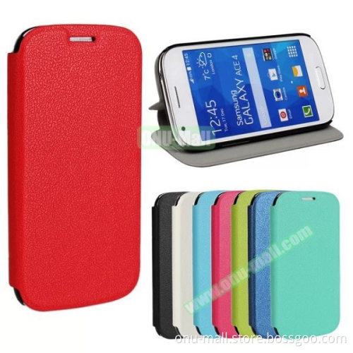 Colorful Ultra Thin Flip Cover Leather Case for Samsung Galaxy Ace 4